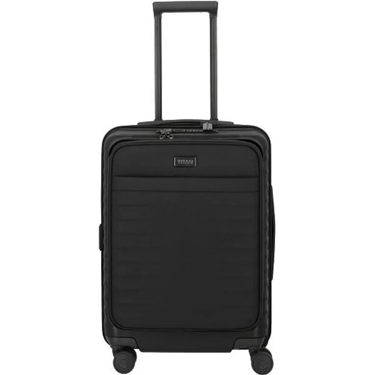 Titan Upgrade 4 Rollen Kabinentrolley 55 cm mit Laptopfach, Schwarz aus 100% Polycarbonat