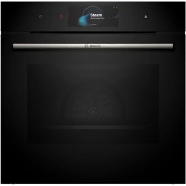 Bosch HSG7584B1 Serie 8 Smarter Einbau-Dampfbackofen, 60 x 60 cm, 1 L Wassertank, Digitaler Bedienring, TFT-Touchdisplay Pro, Perfect Steam Dampfsensor, Dampf-Funktion Plus, Heißluft sanft