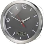 Bresser 8020116 Wanduhr Mytime Thermo-/Hygro Funk Baduhr mit Thermometer und Hygrometer inklusive 4 Starker Saugnäpfe zum Aufhängen oder Aufstellen, Grau , 17cm