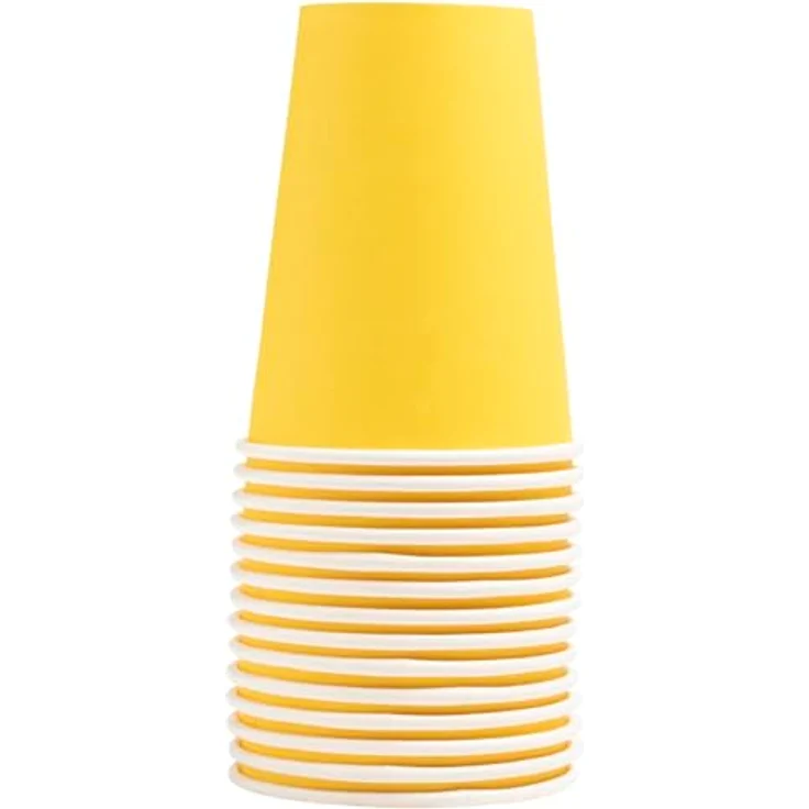 PRO NAPPE Pappbecher Ref. 89119i, 15 Stück à 20 cl, gelb, FSC-zertifiziert und recycelbar, für kalte und heiße Getränke – Bild 1