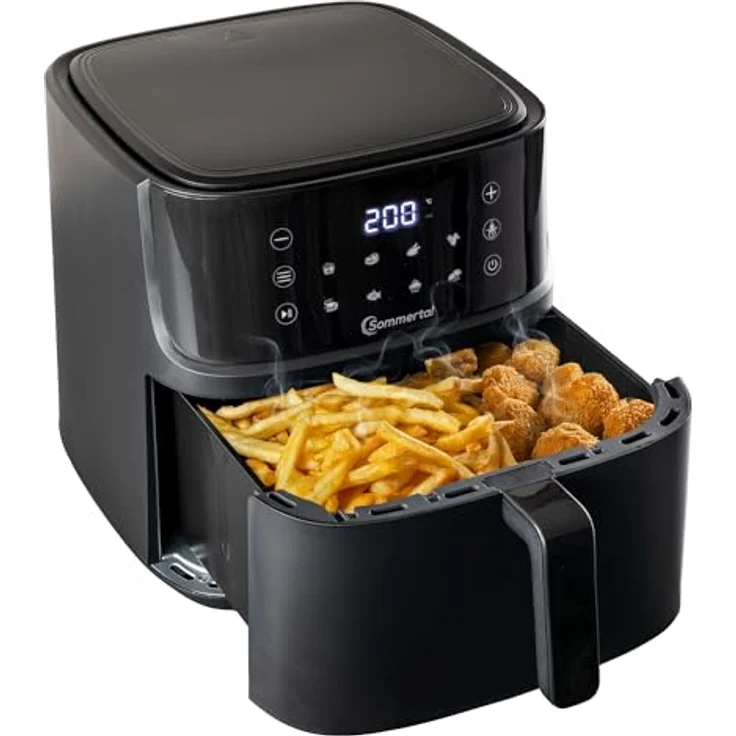 Sommertal Heißluftfritteuse XXL, 2000 W, Touchscreen, 8 Programme, TÜV Rheinland GS geprüft, 7,6 Liter – Bild 1