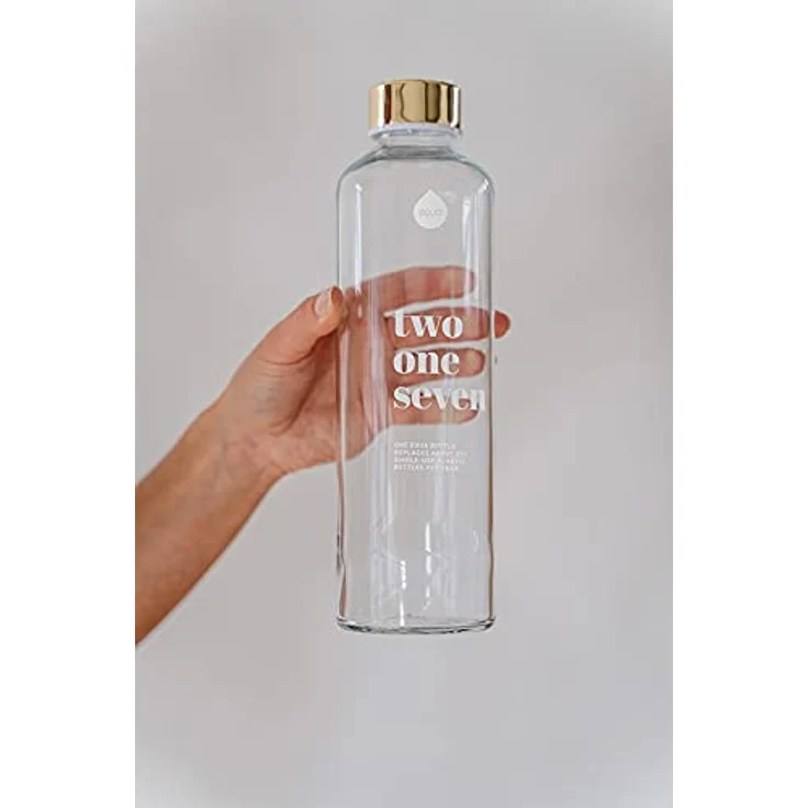 EQUA Glasflasche mit Filzhülle Mismatch Rose Gold 750 ml - Trinkflasche aus Glas mit Schutzhülle 0,75 l - Sportflasche mit Cover - Designer Trinkflasche für unterwegs – Bild 9