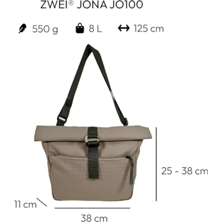 ZWEI Bodybag Jona JO100 Umhängetasche aus Polyester mit Organizer-Elementen, grau, 38 x 38 x 11 cm – Bild 2