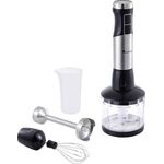 MasterPRO Stabmixer 1000W mit Messbecher, mit Mixbecher Schwarz/Edelstahl, Transparent, Stabmixer, Schwarz, Transparent