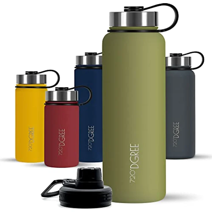 720 DGREE Trinkflasche Doppelwandig Edelstahl 710ml Isolierflasche Sportdeckel olive – Bild 1