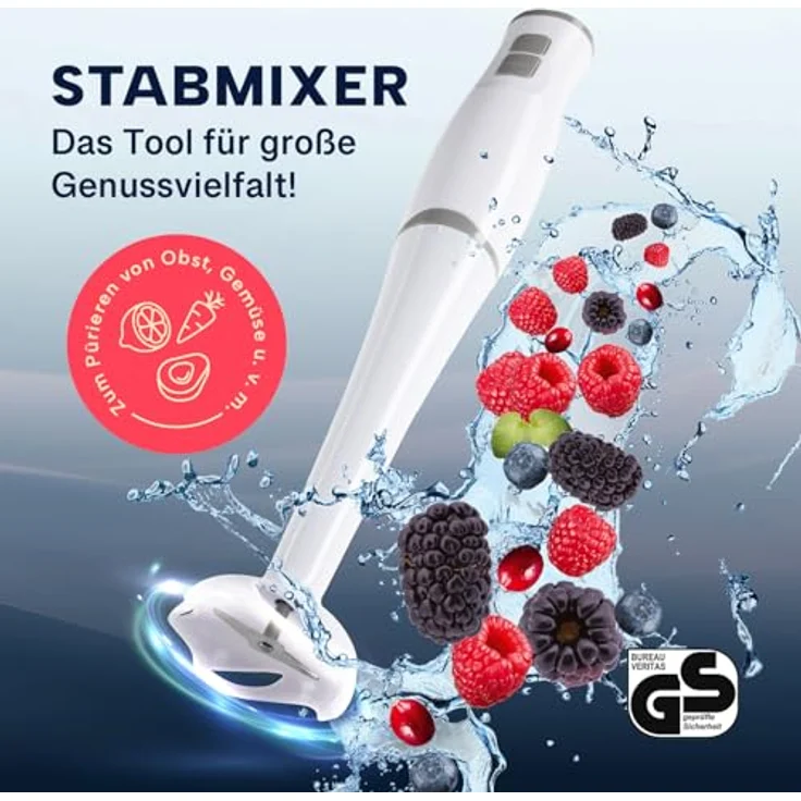 GOURMETmaxx Stabmixer & Smoothie Maker - mit stabilen Edelstahlklingen | Elektrischer Blender mit 700 ml Mixbehälter & abnehmbaren Mixaufsatz | Kompaktes Design mit rutschfesten Handgriffen [400 W] – Bild 3