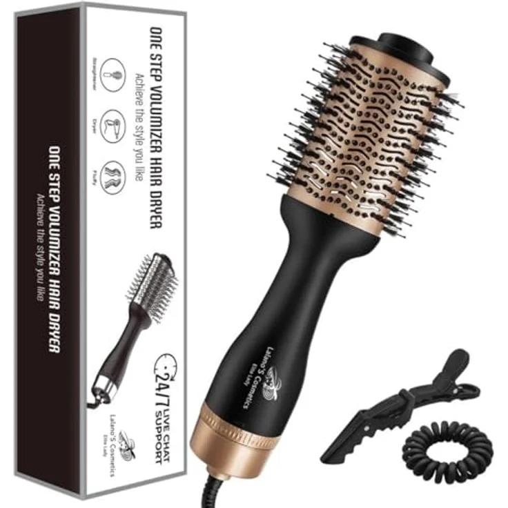 Lalano`S Cosmetics Haartrockner One Step Volumizer Hair Dryer Warmluftbürste 5 in 1 Hairstylist, 1200,00 W - Stylen, trocknen, glätten, bürsten und mehr für seidig glänzende Haare, schwarz – Bild 1