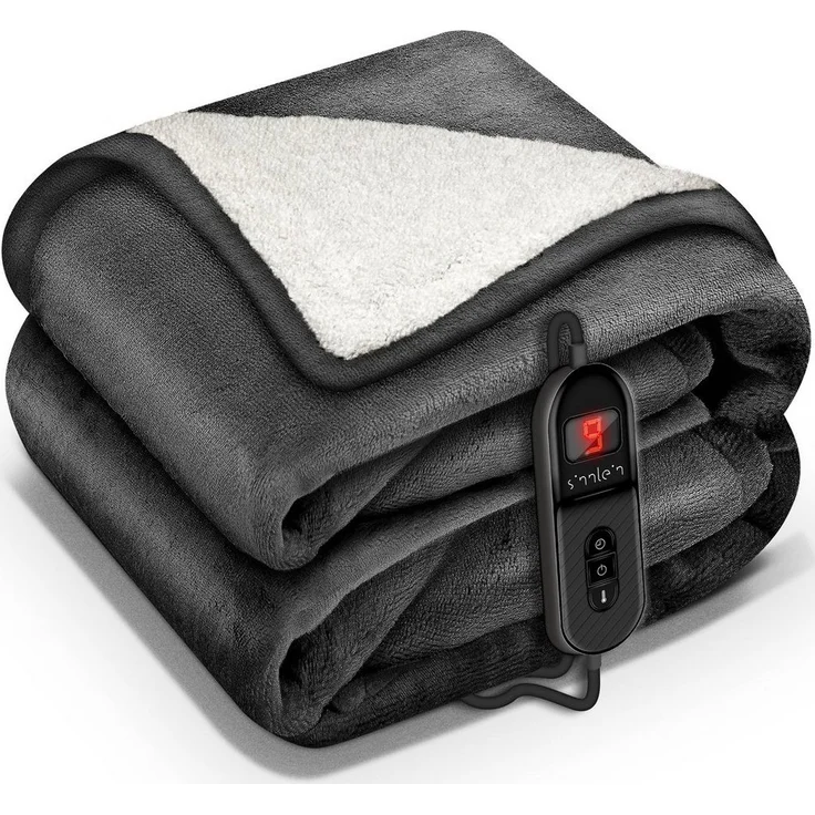 sinnlein Heizdecke mit Abschaltautomatik Elektrische Wärmedecke, 9 Temperaturstufen Kuscheldecke Bett, Sofa, Digitalanzeige - Plüsch, 120W, Timer - Preisvergleich