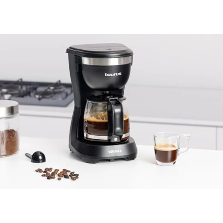 Taurus Kaffeemaschine Verona 6, 600 W, 600 ml, Intense Flavour Tech, Heizplatte, mattschwarz, BPA-frei – Bild 5
