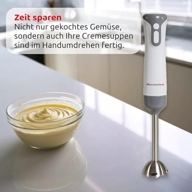 Melchioni Family MIXXXO STEEL Stabmixer mit Stahlfuß 400W, Weiß – Bild 5
