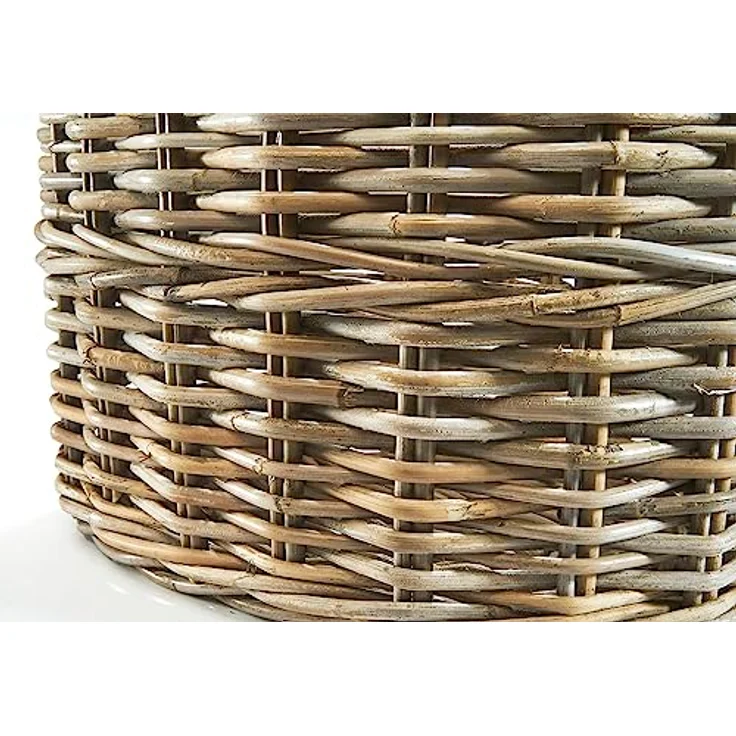 Kobolo Rattankorb Einkaufskorb, oval mit Henkel aus Rattan in kubu Grey, stabil, ca. 46 x 32 x 30/35 cm – Bild 4
