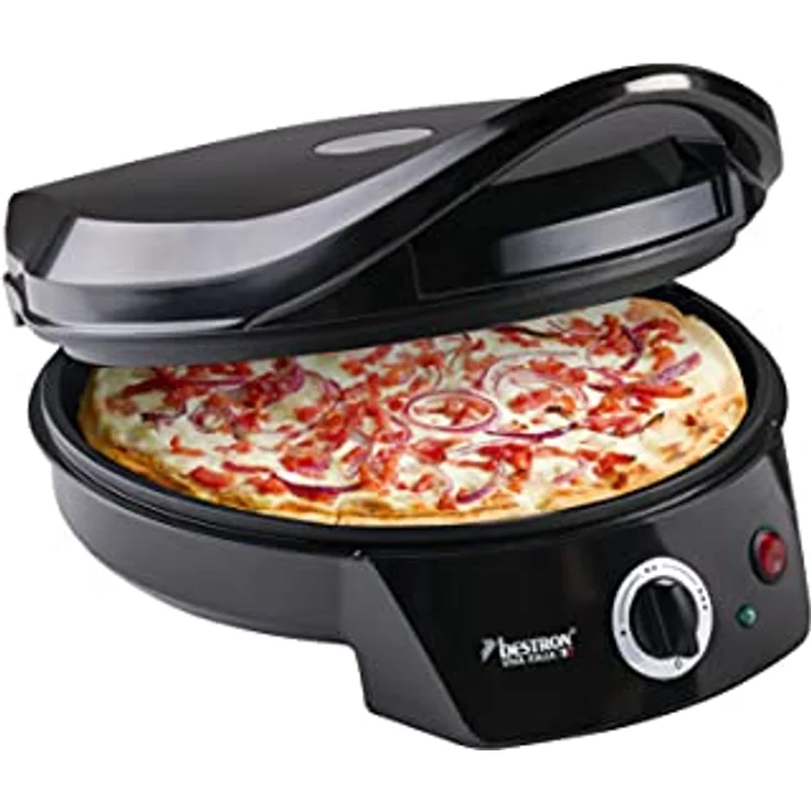 Bestron APZ400Z Pizza-Maker, 1800 Watt, max. 230 °C, Kontrolllampe, Anti-Rutsch-Füße, wärmeisolierte Griffe, schwarz – Bild 3