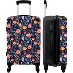 NoBoringSuitcases.com® Großer Koffer - Blumen - Muster - Pflanzen - Botanisch - Kombinationsschloss TSA - Hartschalen Trolley 4 Rollen - 90 Liter - Reisekoffer - 66 cm