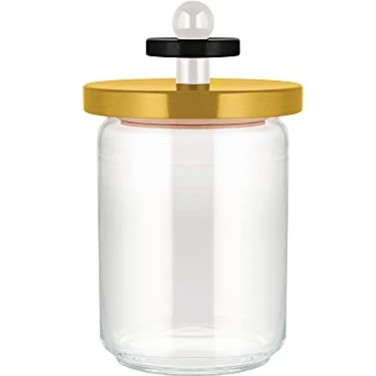 Alessi Twergi - Vorratsglas mit Holzdeckel 100 cl, gelb, limitierte Auflage - Ettore Sottsass Design – Bild 2