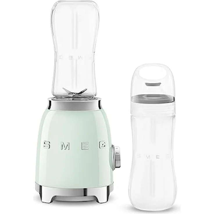 Smeg PBF01 Smoothiemaker, 300 Watt, inkl. 2 x 600 ml To-Go-Trinkflaschen, 2 Geschwindigkeiten, Edelstahl, pastellgrün, Serie: PBF01 – Bild 6