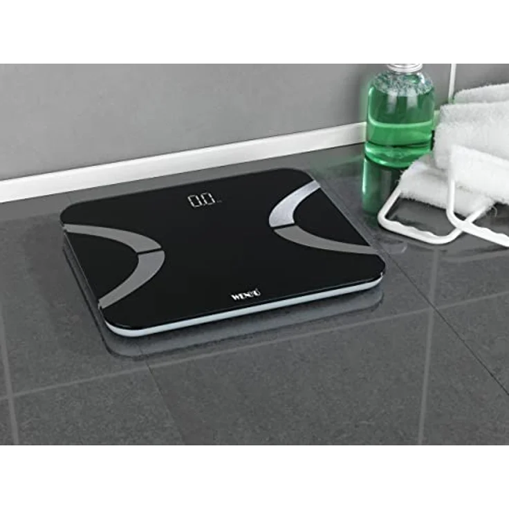 WENKO Personenwaage Smart Body 24462100, LED, 30 x 26 cm, schwarz – Bild 6