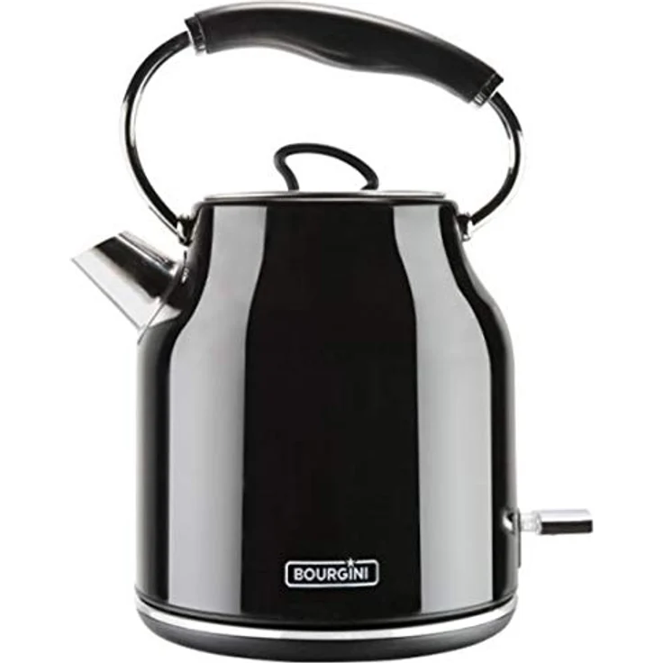 BOURGINI Nostalgic Water Kettle Deluxe - Retro Wasserkocher - 1.7L Fassungsvermögen - Schwarz – Bild 1