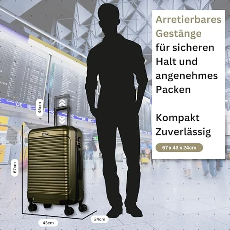 NOWI Las Palmas Koffer L, 59L Ultraleicht-Hartschalenkoffer mit 8 drehbaren Rollen, wasserabweisend, metallic grün – Bild 2