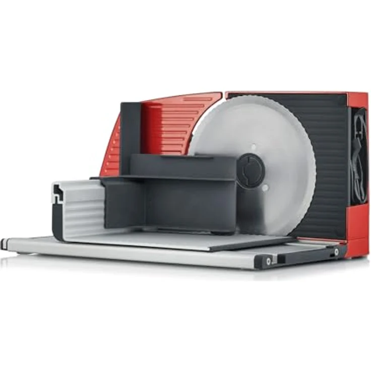 Graef MYTINY MT1003 ROT, Aufschnittmaschine mit superkompakten Abmessungen und 170 mm Wellenschliffmesser, Rot – Bild 3