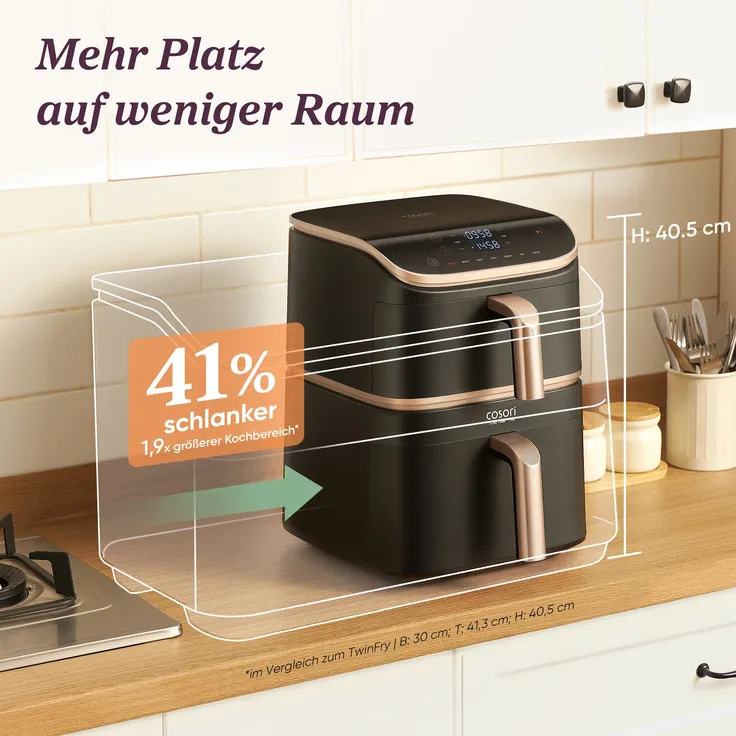 COSORI Turbo Tower Pro Smart 10,8L Heißluftfritteuse – 3-Etagen-Garen, Dual Blaze, 7 Modi, keramikbeschichtet, stapelbar, energieeffizient – Bild 5