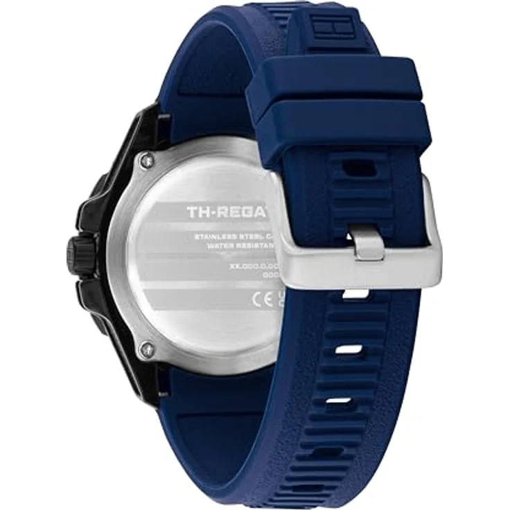 Tommy Hilfiger Analoguhr für Herren, 40 mm Edelstahlgehäuse, blaues Silikonarmband, wasserdicht bis 100 m – Bild 3