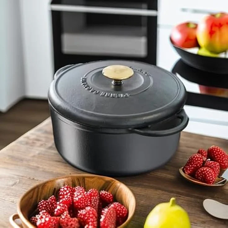 Tefal Pierre GAGNAIRE Heritage Bräter aus Stahlguss, rund, 25 cm / 5,1 l, Induktion, Gußeisen, Schwarz – Bild 5