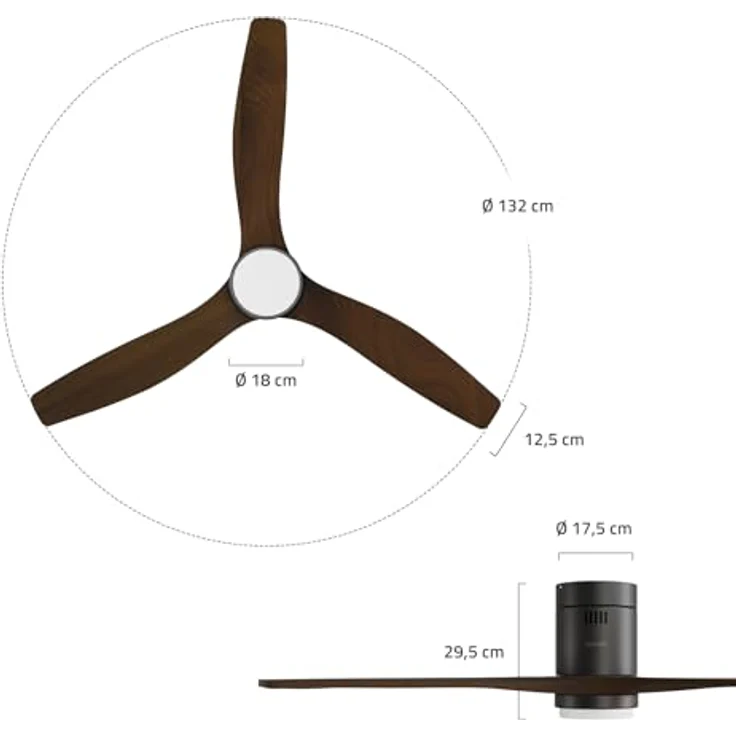 Hombli Deckenventilator mit Licht, sechs Geschwindigkeiten, RGB-LED-Beleuchtung, Schwarz – Bild 10