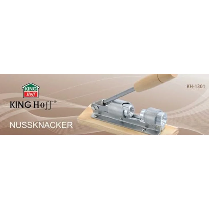 King Hoff Nussknacker CH6015, Retro-Design, kraftsparender Hebel-Nussknacker aus Holz und Metall für Walnüsse, natur – Bild 3