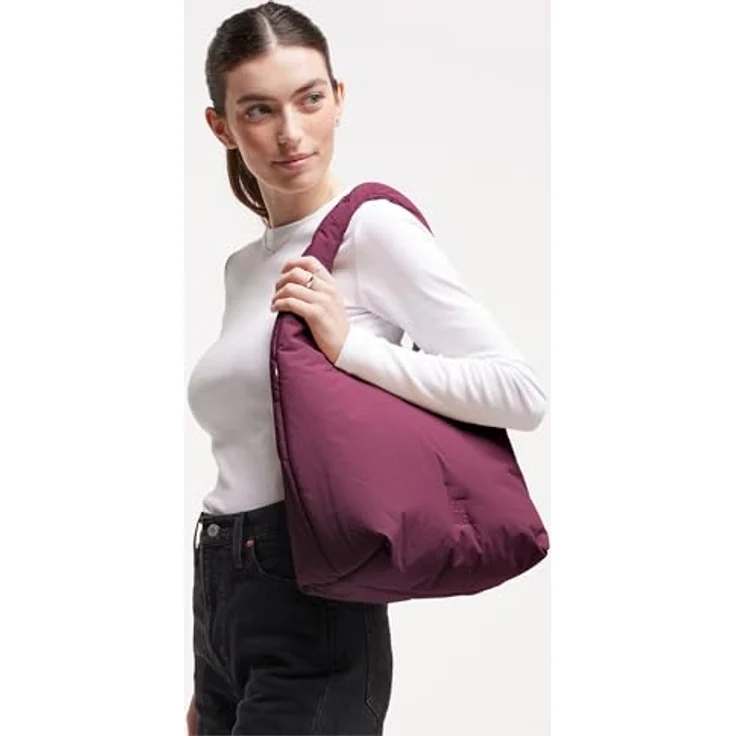 GOT BAG CLOUD, Damen Umhängetasche aus recyceltem Nylon im Puffer-Look, Rot, ca. 40 x 55 x 16 cm, mit praktischen Magnetverschluss und Reißverschluss-Innentasche – Bild 3