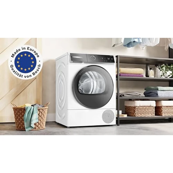 Bosch WQB246D41 Serie 8, Wärmepumpentrockner 9kg, Silent Dry, AutoDry, Selbstreinigender Kondensator, Trommelinnenbeleuchtung, Home Connect, Weiß – Bild 2