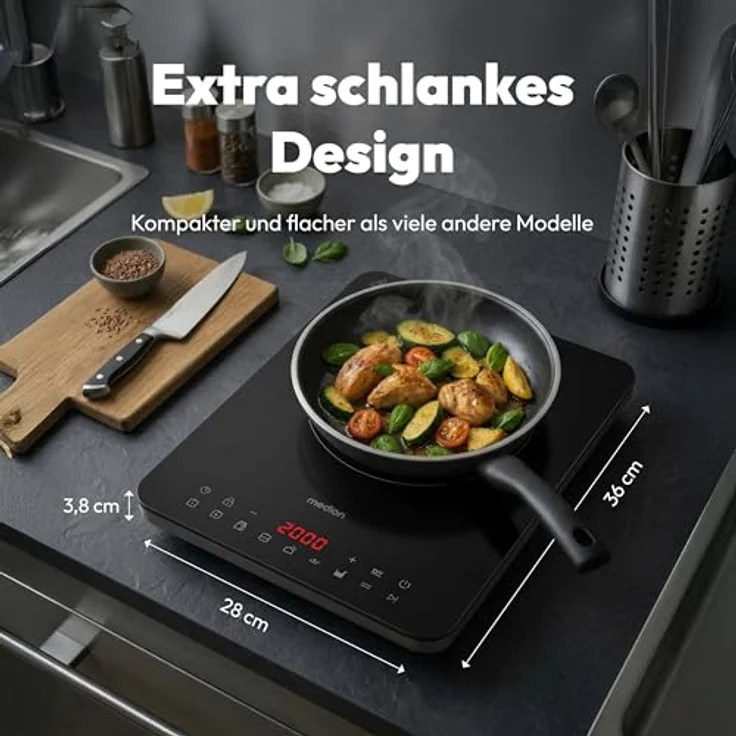Medion® Einzel-Induktionskochplatte MD 100090, 2100 Watt, flaches Design mit Sensor-Touch-Bedienung – Bild 2