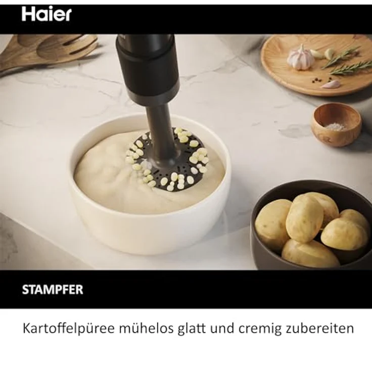 Haier I-Master 5 Serie Immersionsmixer, Stabmixer mit 3 scharfen Klingen, 2 Rührbesen und Zerkleinerer, Schwarz – Bild 6