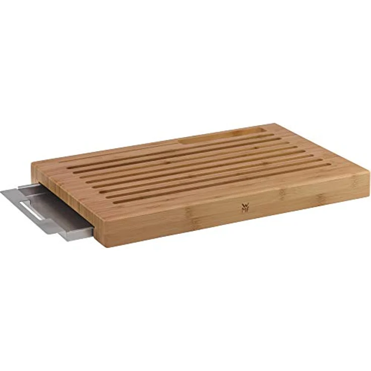 WMF Brot-Schneidebrett, mit Krümmelschale, 44 x 27 x 4,8 cm, Bambus, Gitterform, klingenschonend – Bild 2
