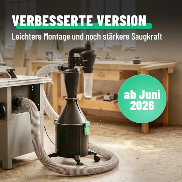 greate 2-Stufen Zyklonabscheider 17 Liter, mobile und stationäre Zyklon Absaugung mit vielfältigem Zubehör und 80m³/h Luftstrom – Bild 2