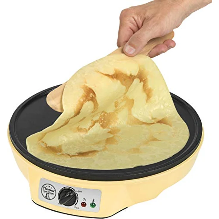 Bestron Crêpes Maker im Retro Design, Sweet Dreams, Antihaftbeschichtung, Ø 30 cm, 1000 Watt, Gelb – Bild 5
