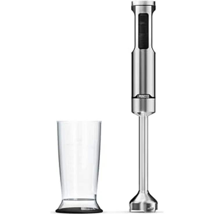Princess Edelstahl-Stabmixer Prof XXL, 1500W, 50 cm Edelstahlstab, 5 Geschwindigkeiten, Turbofunktion, 4-Klingen-System, Messbecher mit Deckel, spülmaschinenfest, 221233