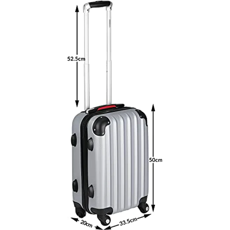 Monzana® Koffer Baseline Handgepäck ABS Hard Case Gehäuse gummierte Rollen Teleskopgriff Zahlenschloss Reisekoffer Hartschalenkoffer Trolley Silber M – Bild 4