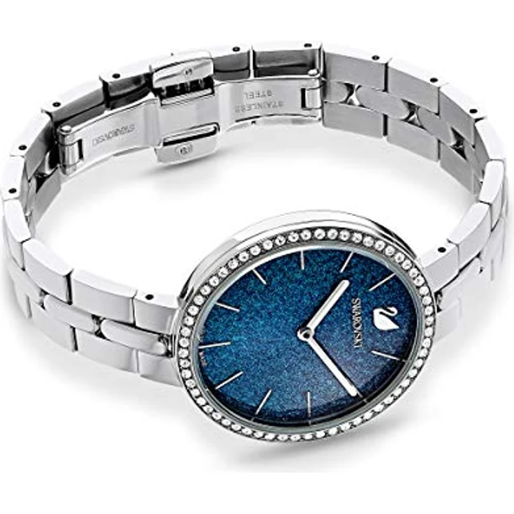 Swarovski Cosmopolitan Uhr, Metallarmband, Blau, Edelstahl - Damenuhr mit faszinierendem Design, funkelnden Swarovski Kristallen und wasserdichter Funktion bis 50 Metern Tiefe – Bild 2
