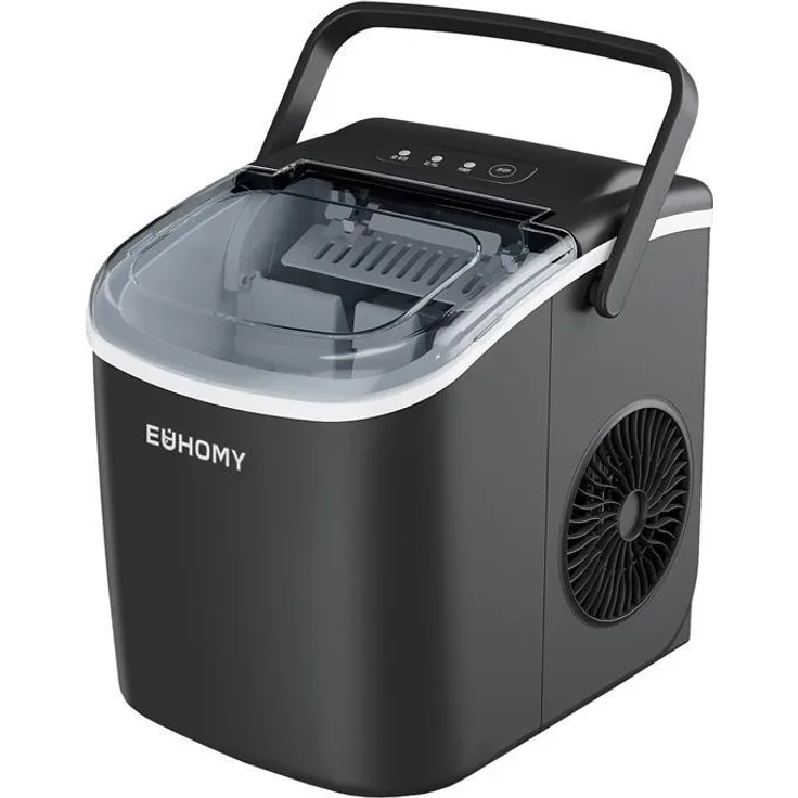 Euhomy IM06D, Eismaschine zur Herstellung von 9 Eiswürfeln in 6 Minuten, Silber, 11,5 kg Tagesproduktion, 1,2 L Wassertank, kein fester Wasseranschluss nötig