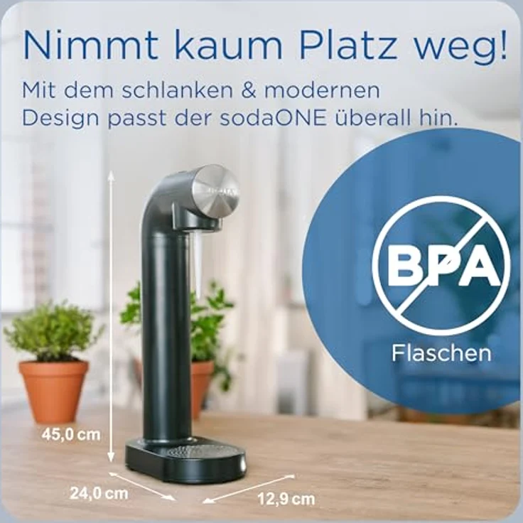 BRITA sodaONE Wassersprudler, inkl. CO2-Zylinder, 1 PET-Flasche, schwarz – Bild 4