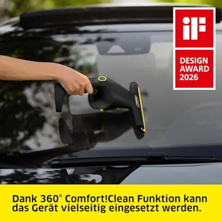 Kärcher WV 1 Compact Care Extra+ Fenstersauger, streifenfreie Reinigung, ergonomisches Design, schwarz – Bild 3