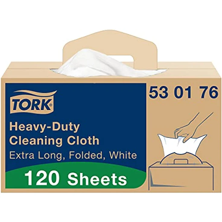 Tork Extra-Starke Reinigungstücher Weiß W7, Einzeltuchentnahme, 1 × 120 Tücher, 530176 – Bild 1