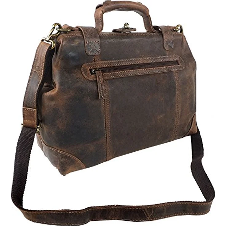 Greenland Nature Classic Bügeltasche Doktorkoffer aus hochwertigem Leder, 37 cm, Braun – Bild 2