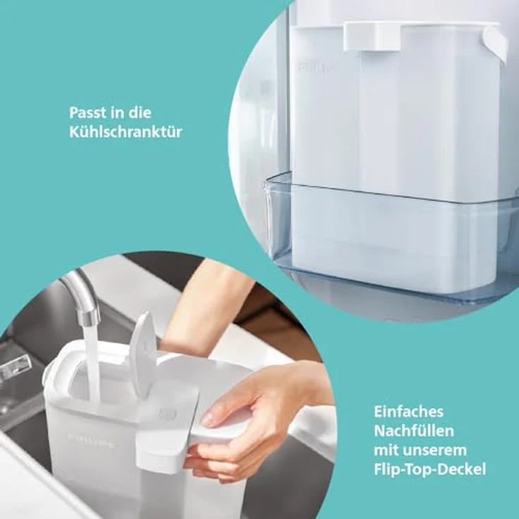 Philips Instant-Wasserfilter-Kanne (3 L) – Antikalk+ Filtration, reduziert Kalk & Chlor, digitale Filteranzeige, USB-C aufladbar – Bild 3