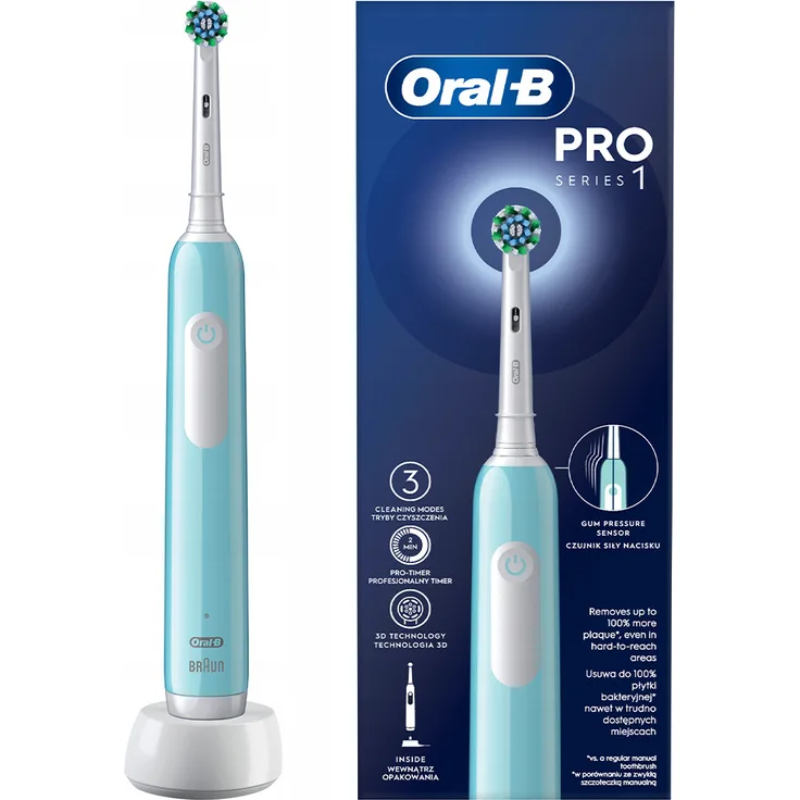Braun Oral-B PRO1 Caribbean Blue Elektrische Zahnbürste mit verschiedenen Zahnpflege-Modi