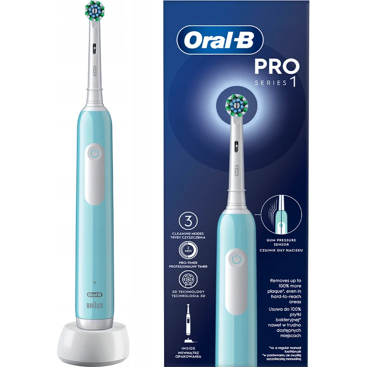 Braun Oral-B PRO1 Caribbean Blue Elektrische Zahnbürste mit verschiedenen Zahnpflege-Modi