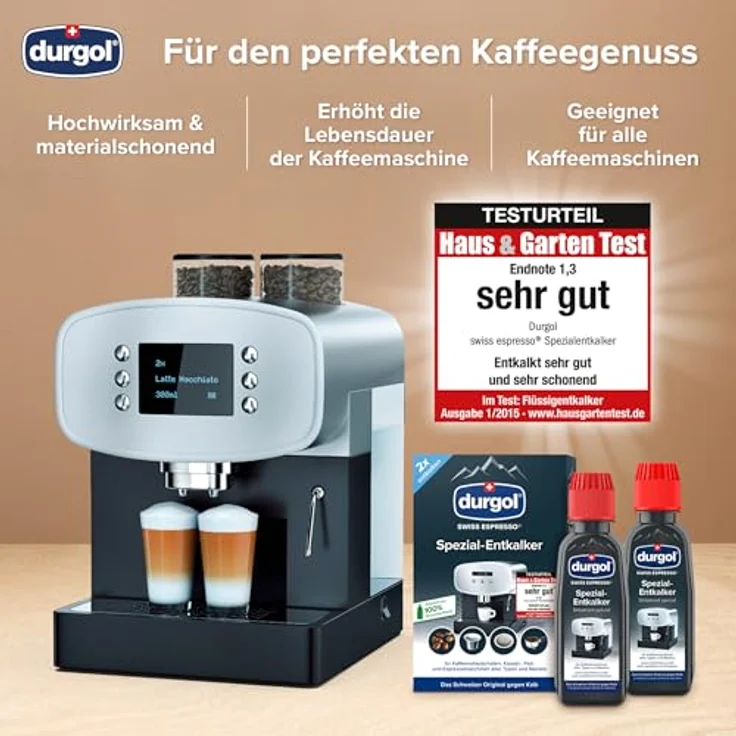 Durgol swiss espresso Spezial-Entkalker für Kaffeemaschinen, 4x125ml, effektive Kalkentfernung ohne Rückstände, für alle Modelle geeignet, schnelle Anwendung – Bild 3