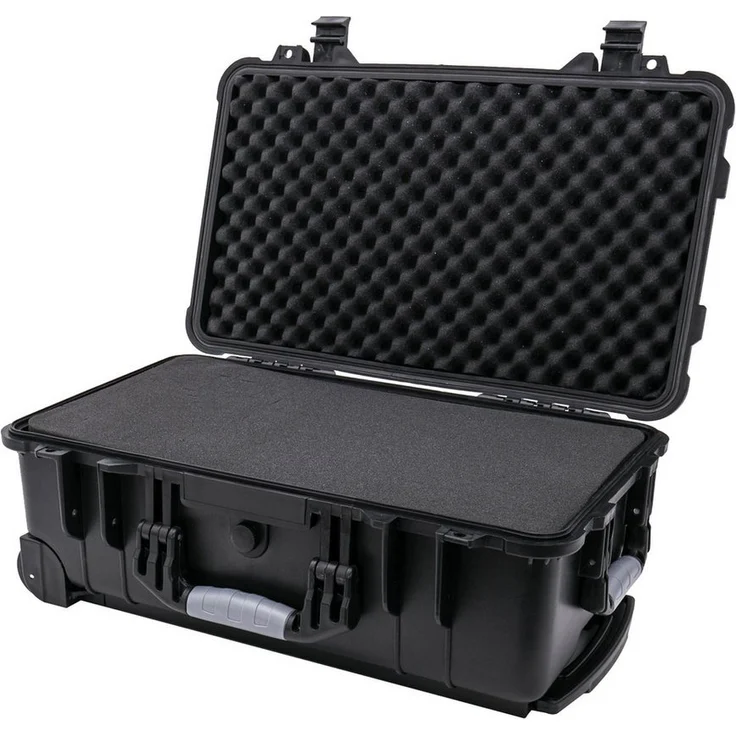 HMF Hartschalen-Trolley Outdoor-Trolley, Fotokoffer mit Rasterschaumstoff, 56 x 34,5 x 23 cm, schwarz – Bild 1