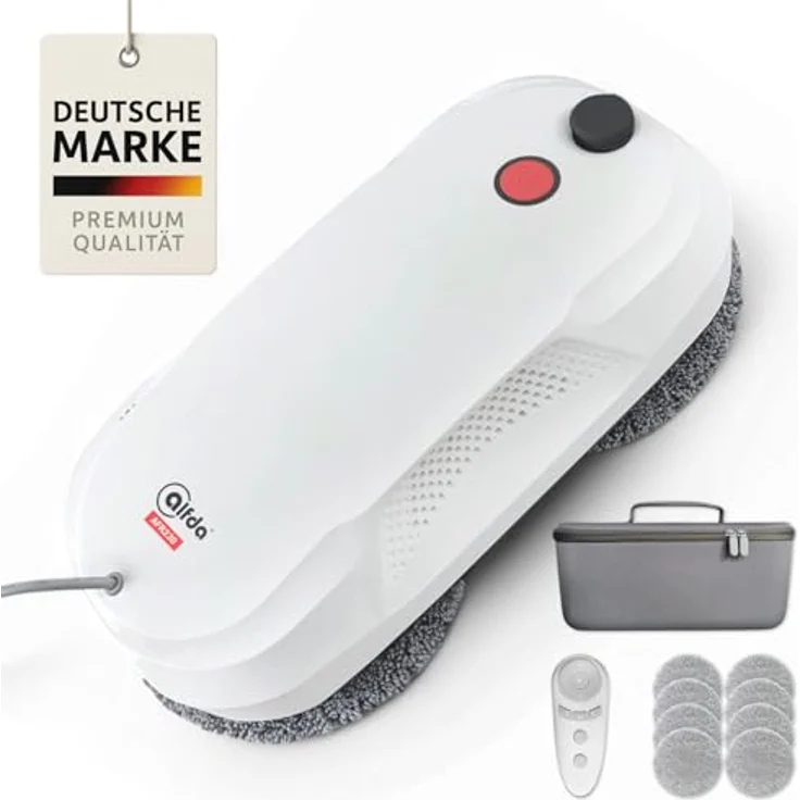 alfda Fensterputzroboter AFR230, 60ml Wassertank mit Sprühfunktion, automatische Saugkraftregulierung, 3200 Pa Saugleistung, inklusive Fernbedienung und Sicherheitsseil – Bild 1