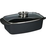 alpina Bräter - mit Glasdeckel - für Ofengerichte, Dämpfen und Braten - 5.5 L - Schwarz